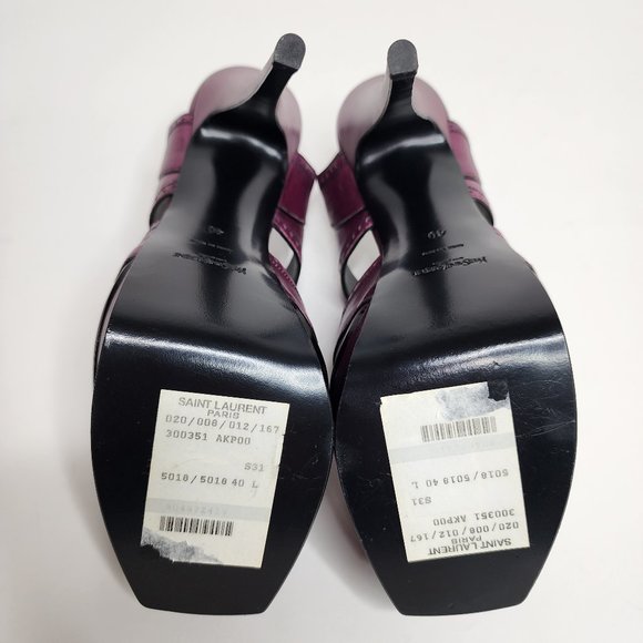 Yves Saint Laurent Rive Gauche Vintage Tribute Leather Platform Sandal Purple 40 - Picture 9 of 9
